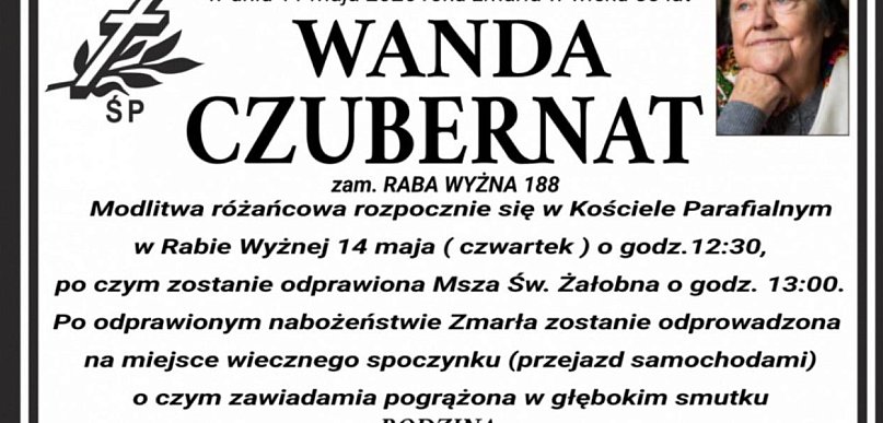 Jutro (czwartek) pożegnanie Wandy Czubernat